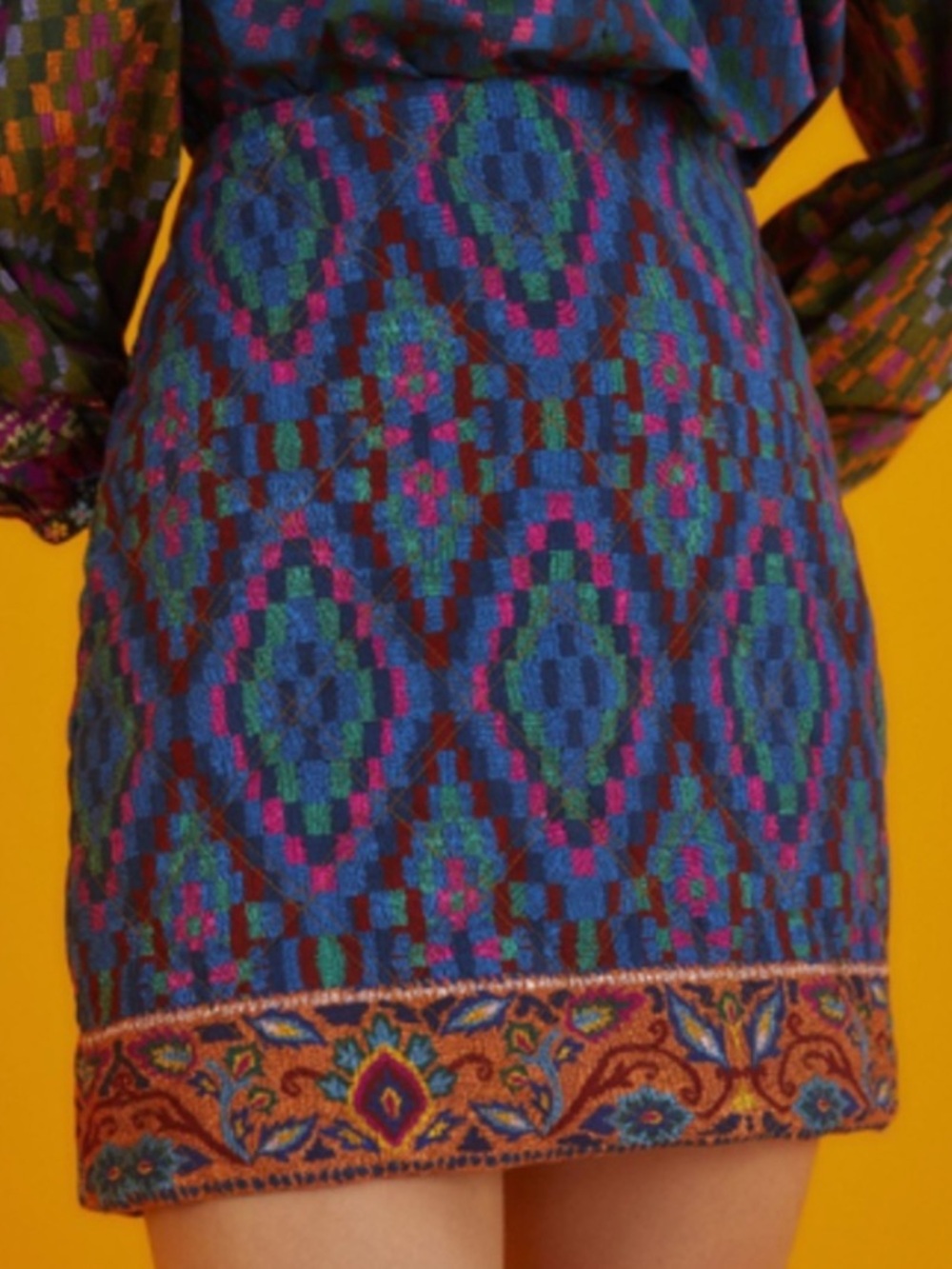 NEW Farm Rio Tapestry Scarf Blue Mini Skirt XS
